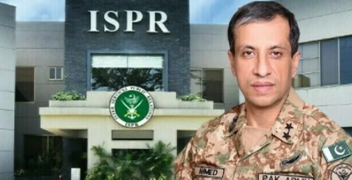 "لیفٹیننٹ جنرل احمد شریف چوہدری ڈی جی آئی ایس پی آر، بلومبرگ انٹرویو میں پاکستان کی دفاعی حکمت عملی اور بھارتی طیاروں کی تباہی سے متعلق گفتگو کرتے ہوئے۔"